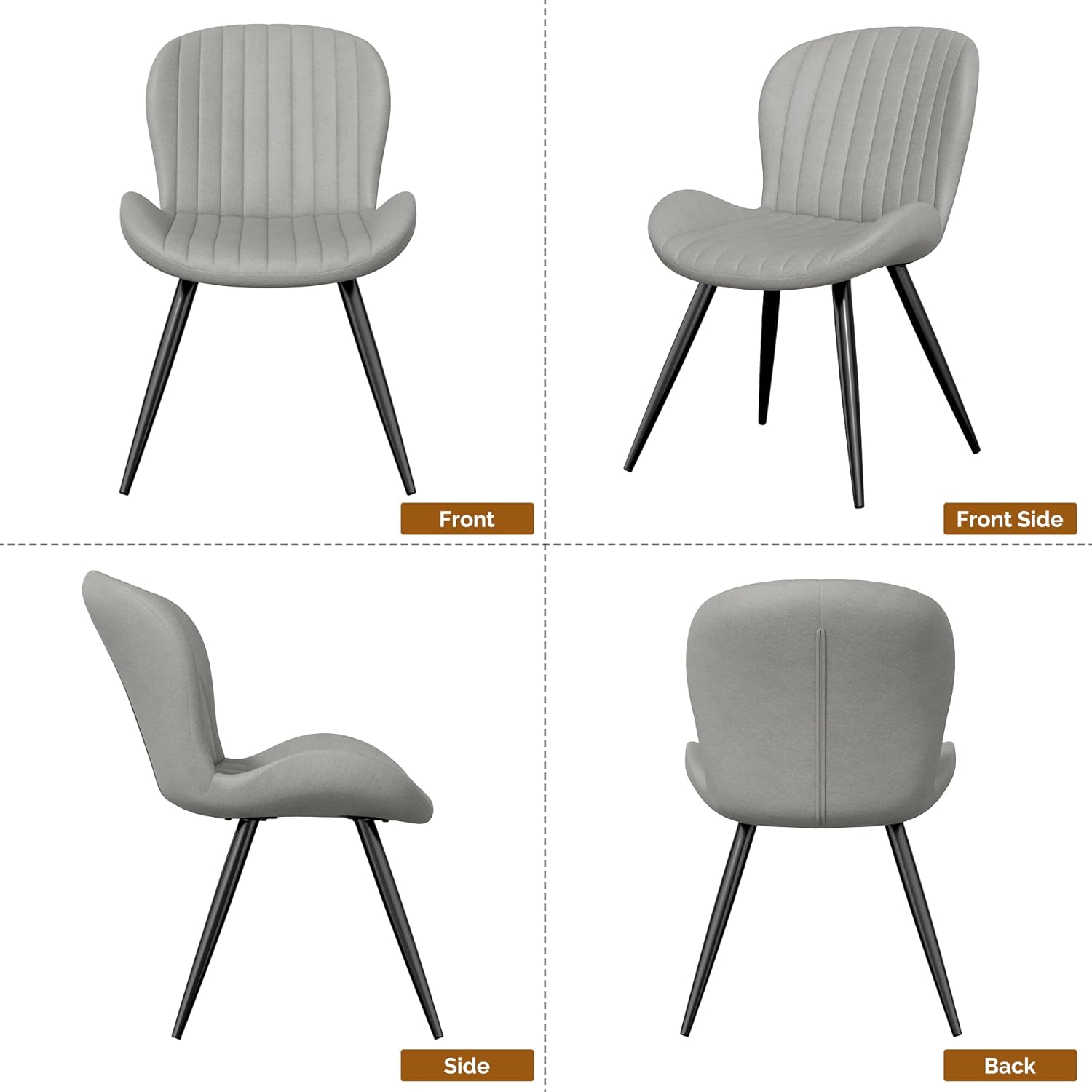 Dining Chairs Set of 4 Modern Fabric Dining Room Chairs Upholstered Dining Chairs with Thick Cushions Metal Legs Armless Back Chair for Kitchen and Living Room Light Gray Light Gray (Fabric) Set of 4