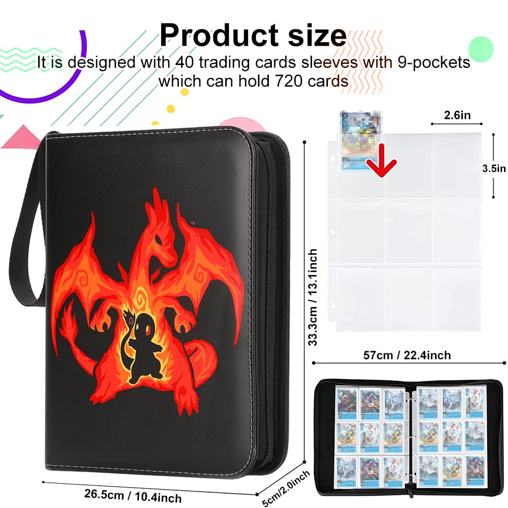 PATPAT Poke-Mon Binder, Big Size Trading Card Album For 720 Pokemon Cards, Zipper Bag Collection Case Gift For Kids Boys Girls 1