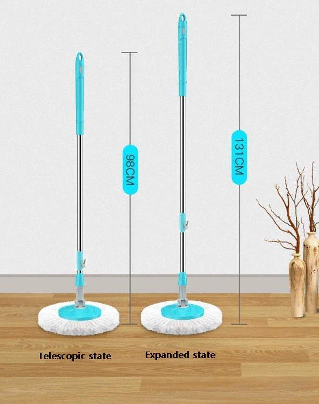 Mocio Rotante in Microfibra e Set secchi Mop Lavaggio Mano Libera Sistema Pulizia Pavimenti in Piastrelle in Laminato Legno Duro 2 Teste mop