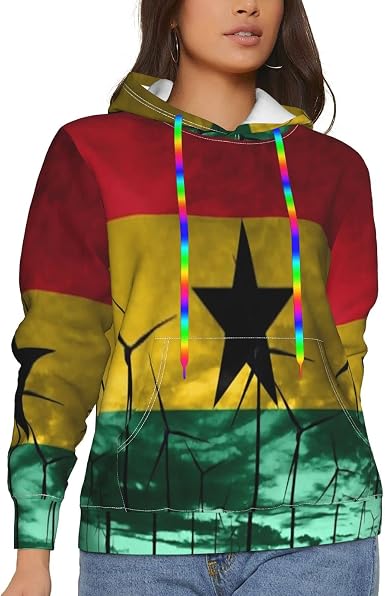 Amazon.com: Sudaderas con capucha para mujer, con estampado de la bandera  de Ghana para mujer, sudadera casual deportiva con bolsillos : Ropa,  Zapatos y Joyería