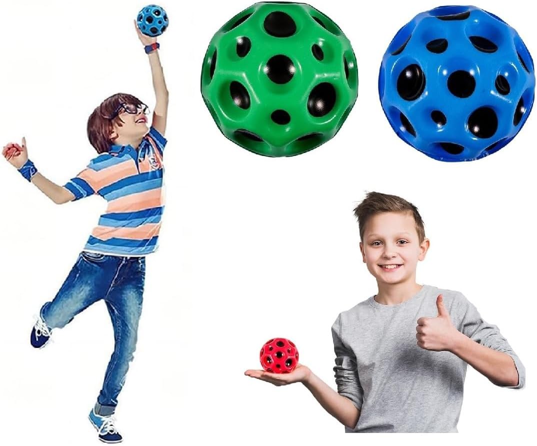 ZODZE 2 Pcs Moon Ball,Super High Bouncing Space Bounce Ball,Helps Improve Hand-Eye Coordination,Which Used by Athletes as a Sport Training Ball (Multicolor) (Pack of 2)