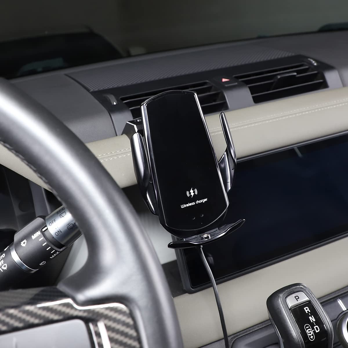 PIUGILH Supporto per telefono da auto adatto per Land Rover Defender 90 110 2020-2023, supporto per telefono pieghevole e regolabile in alluminio per la maggior parte degli smartphone (ricarica