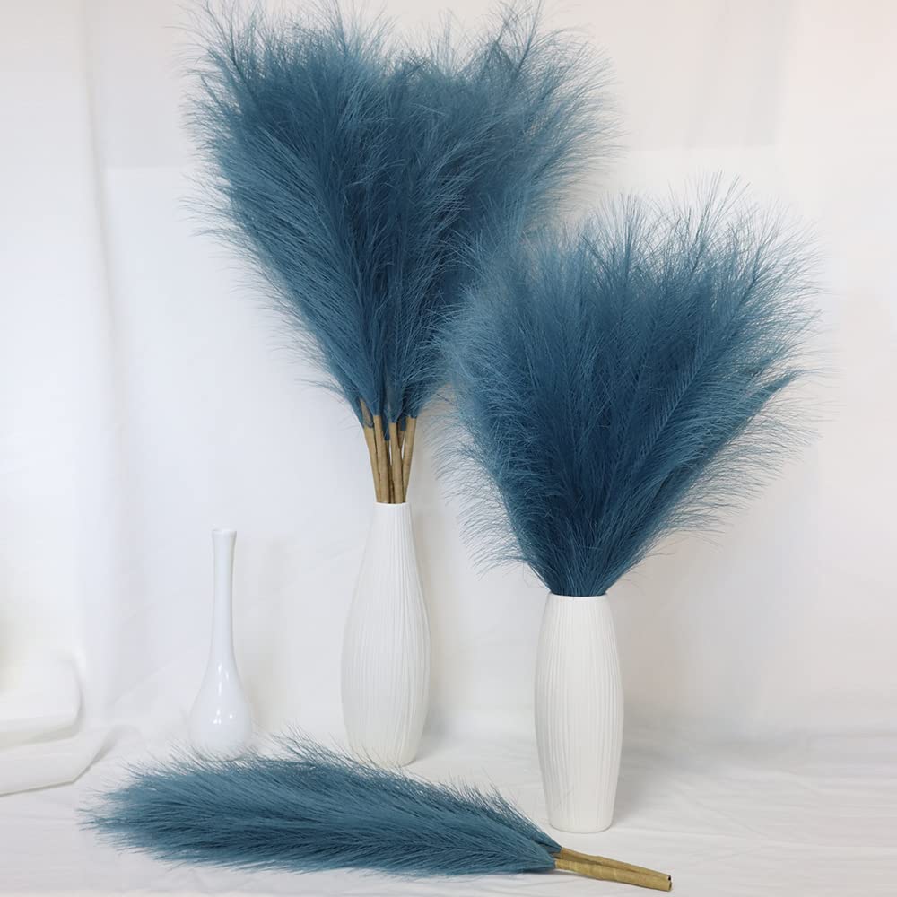 Buy MAKHOT Blue Pampass Grass, 5 Pcs Faux Pampas Grass Decor Tall, 75cm