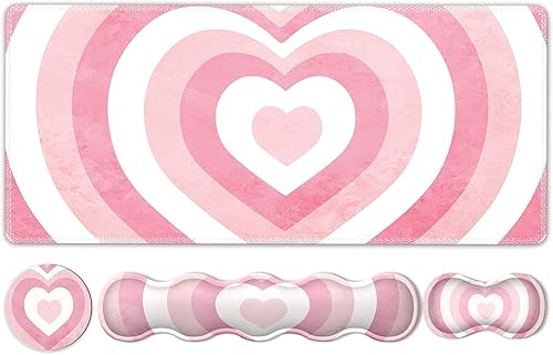 Miniatura 13 de iLeadon Juego de alfombrillas de escritorio, alfombrilla de mouse con reposamuñecas + reposamuñecas para teclado + alfombrilla grande para mouse +