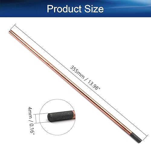 Miniatura 19 de Auniwaig 2 piezas de 0.47 pulgadas x 14 pulgadas, carbono recubierto de cobre, varillas de carbono recubierto de cobre electrodo