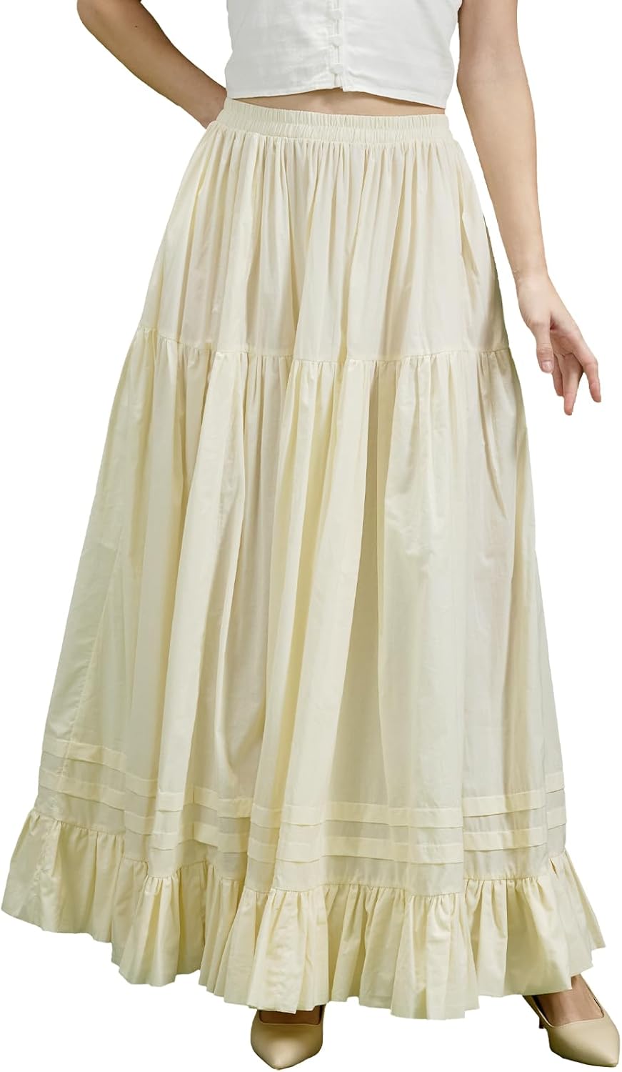 BEAUTELICATE Women Half Slip Full Length Underskirt 100% Cotton Medieval Cosplay Skirt