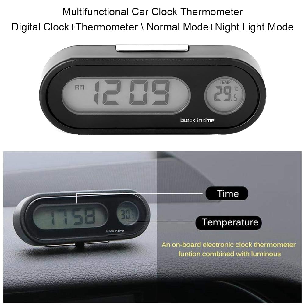 Orologio Digitale Auto 2 In 1 - Con Termometro E Retroilluminazione LED, Da Cruscotto - Foto 14