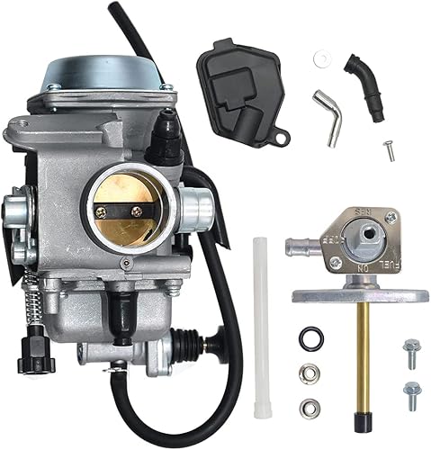 Carbman Carburador TRX350 apto para Honda Rancher 350 TRX350ES TRX350FE TRX350FMTE TRX350TM 2000-2006 ATV 4 tiempos Carb con válvula de gasolina