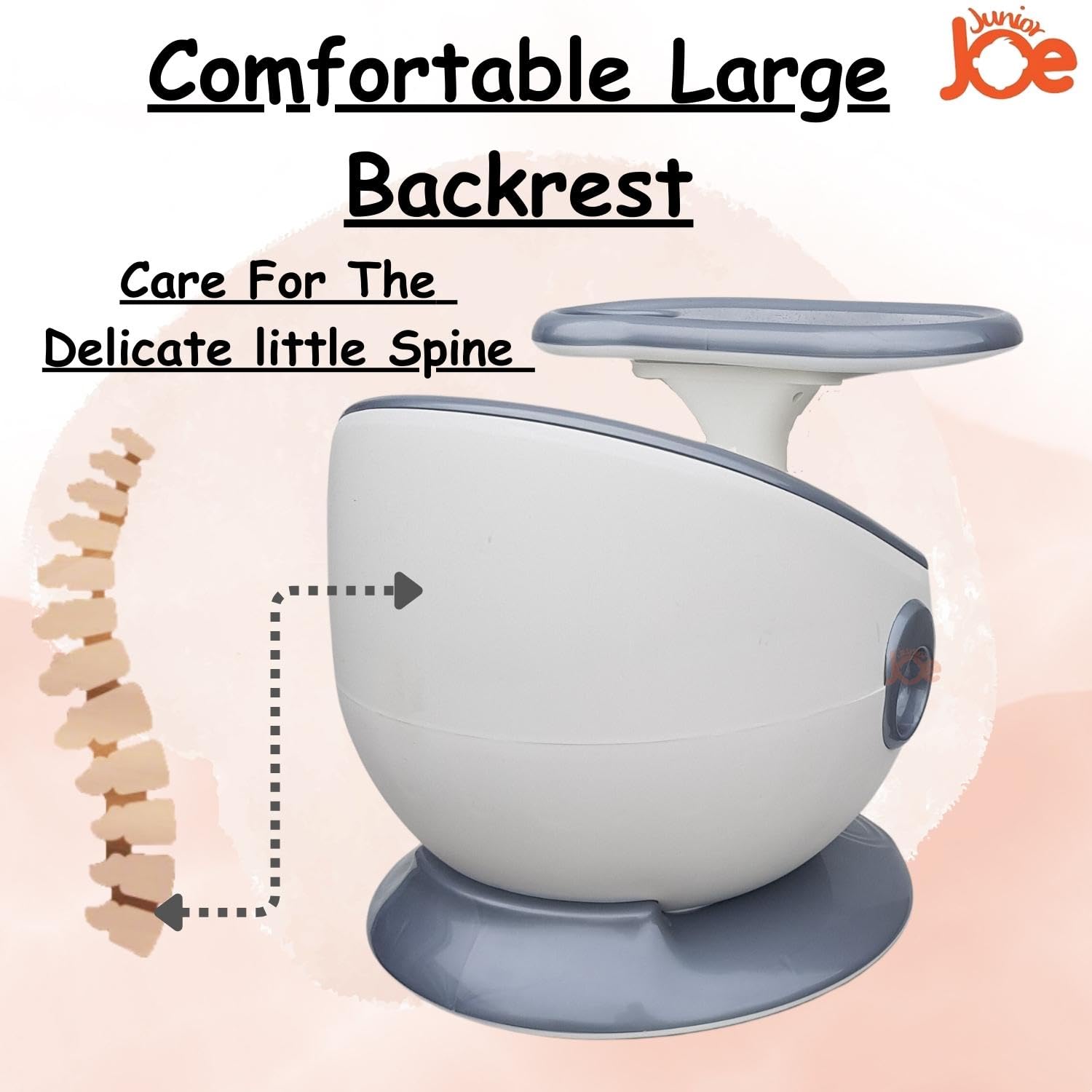 JUNIOR JOE 2 in 1 Feeding Chair & Booster Seat with Detachable Dining Food Tray and PU Cushion Pad Dining Chair for Kids and Toddler (Grey-1-2 Year Old) 4