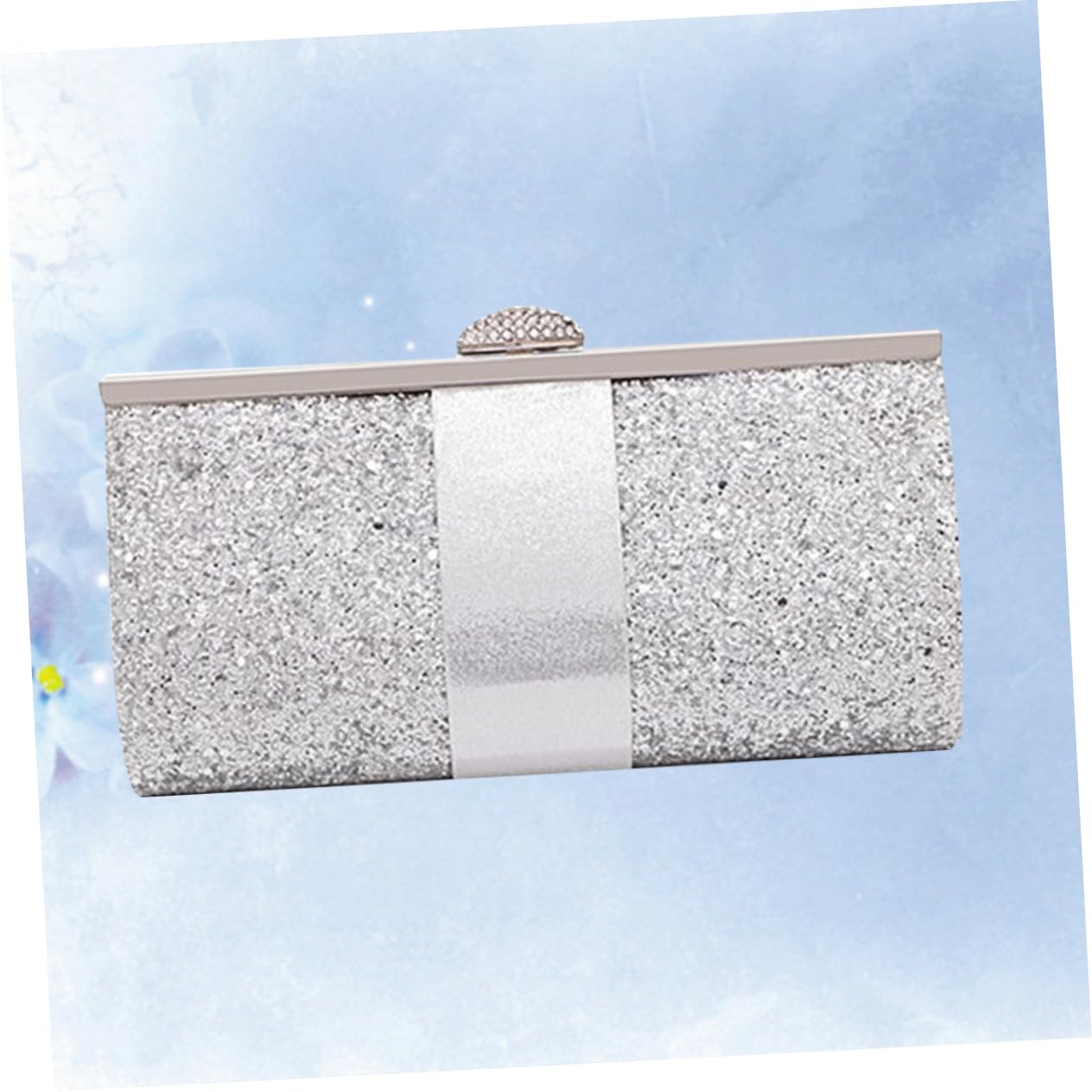 SHERCHPRY Embrague Cena Cadena De Cuero Sintético Moda Plata Brillo Boda Embrague Para Bolso Bolso Noche Noche 2 Piezas