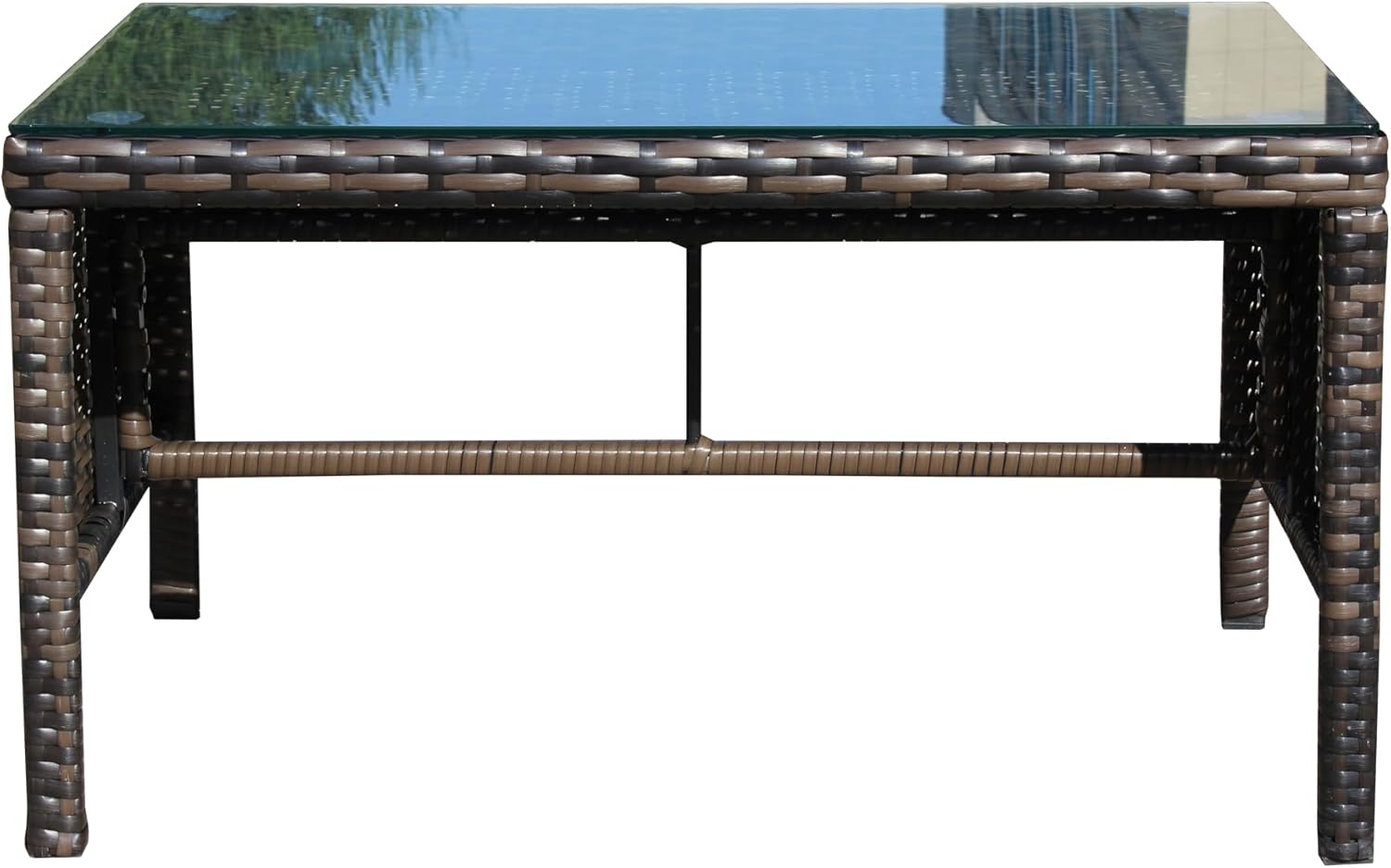 Outdoor Patio Furniture 1 Coffee Table with Clear Tempered Glass PU677