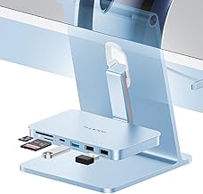 Accesorios iMac para i-Mac 2021/2023/2024, PULWTOP USB C Hub para iMac con USB A/C 10Gbps, Hub para M1/M3/M4, 2USB A 2.0, lector de tarjetas SD/TF para iMac24 pulgadas y pantalla de estudio 2 azul