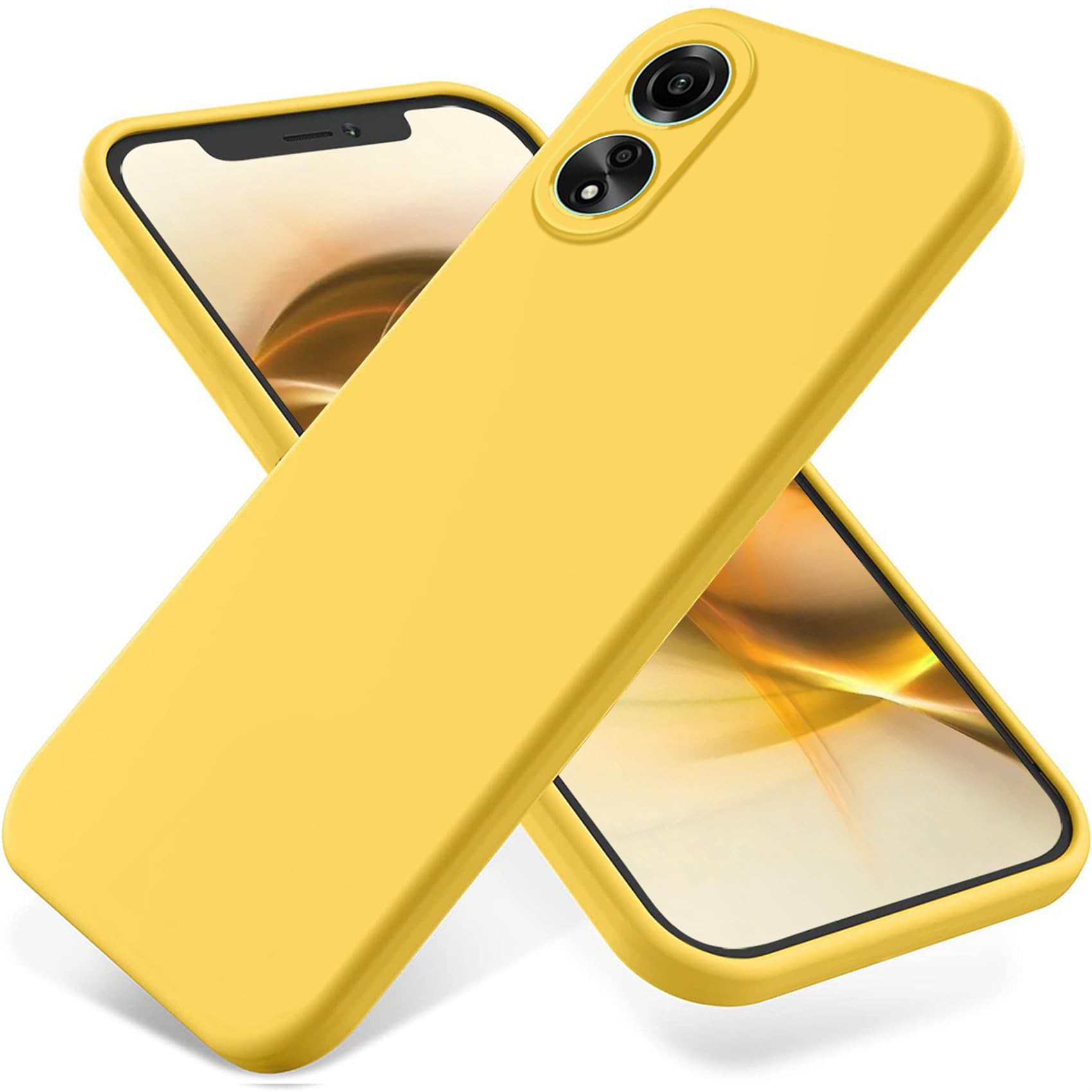 BIOPLJ Case for OPPO A78 4G Heavy Duty Protective Case with Tempered Glass [Slim Fit] Shock Proof Design Protective Soft Flexible Shock-Absorption TPU for OPPO A78 4G Case (Yellow A)