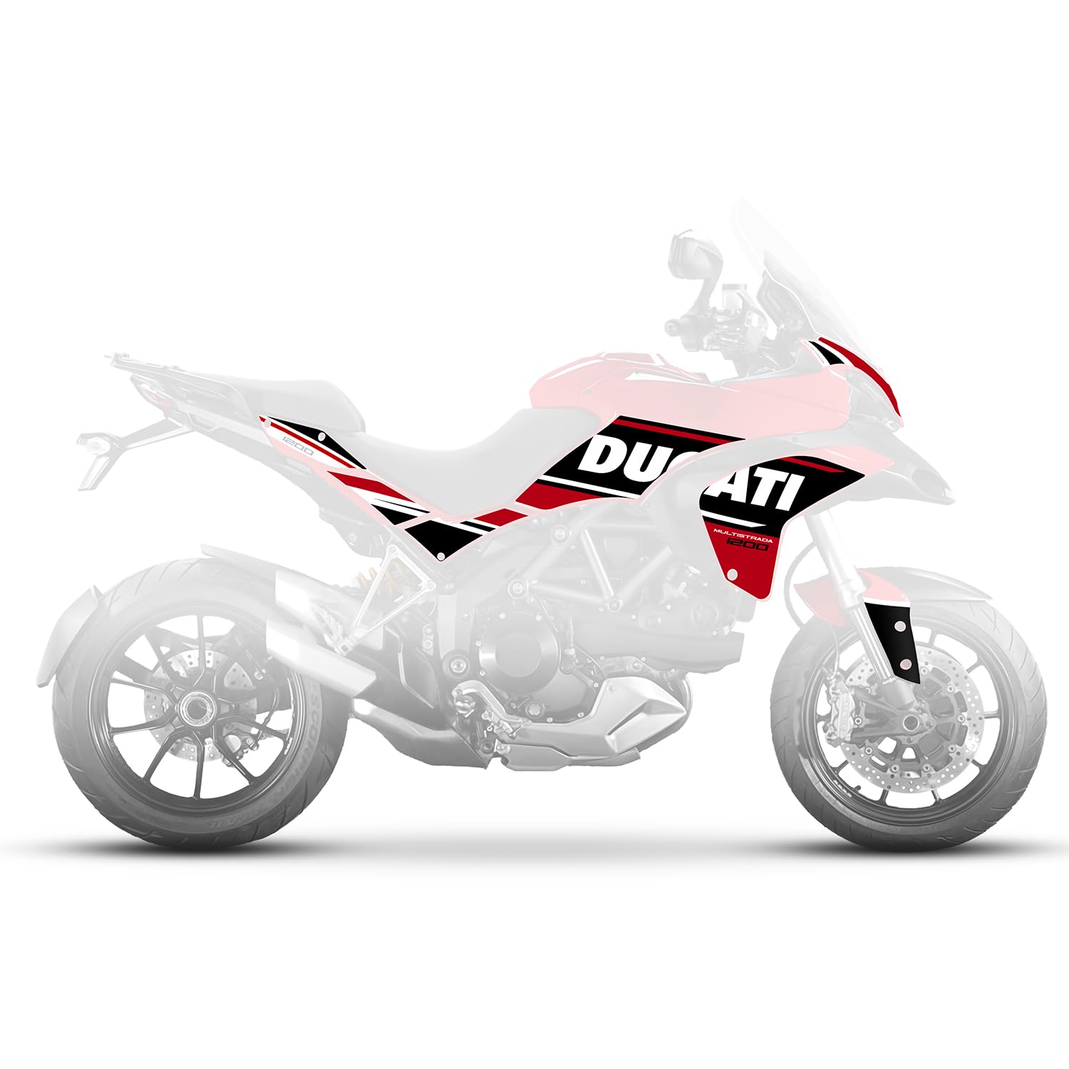 Az Graphishop Kit Adesivi Carena Compatibile con Ducati Multistrada 1200 2010 – 2014 FS-MULTI-10-14 (Black & Red, Red, 2010-2012)