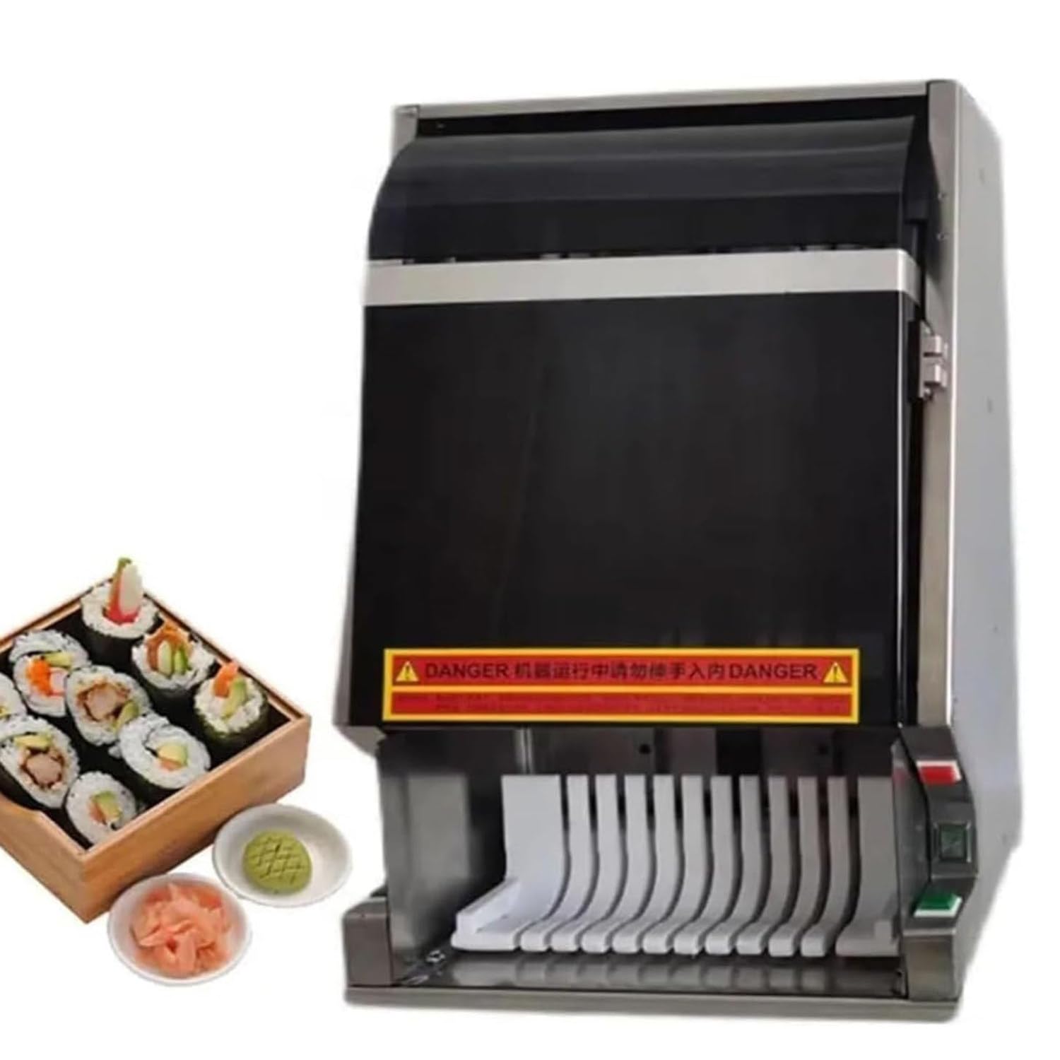 Sushi-Deal mit Maschine, automatischer elektrischer Sushi-Maker mit Edelstahlklinge, multifunktionaler Schreibtischschneider für Restaurant und Küche, 8 Scheiben, 55 W, 10 Scheiben