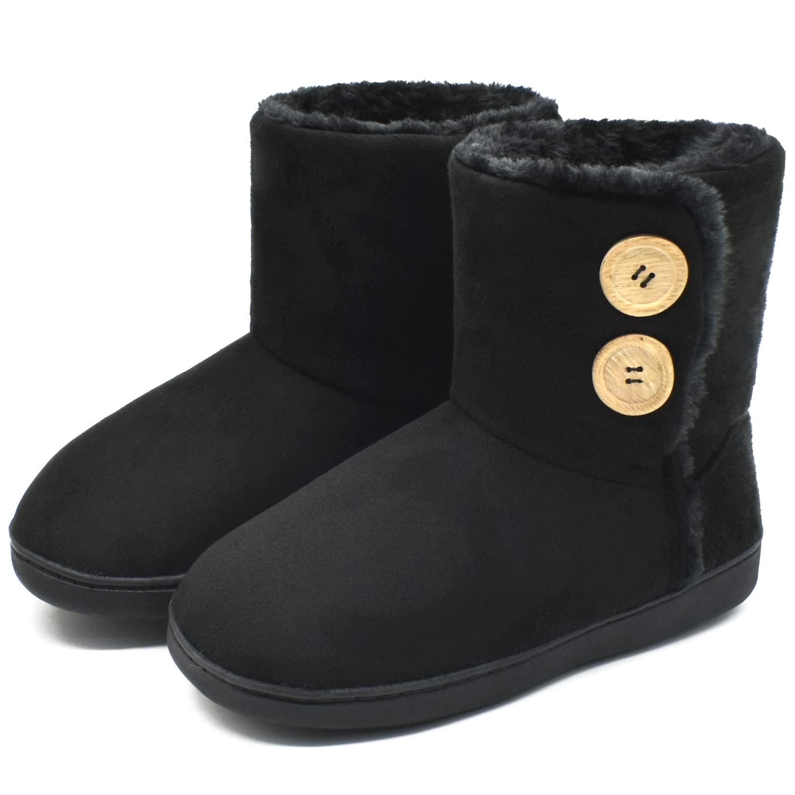 KuaiLu Zapatillas Casa Bota Mujer Invierno Calientes Peluche Pelo Cerradas Pantuflas Espuma de Memoria Comodas Antideslizante Interior Botines