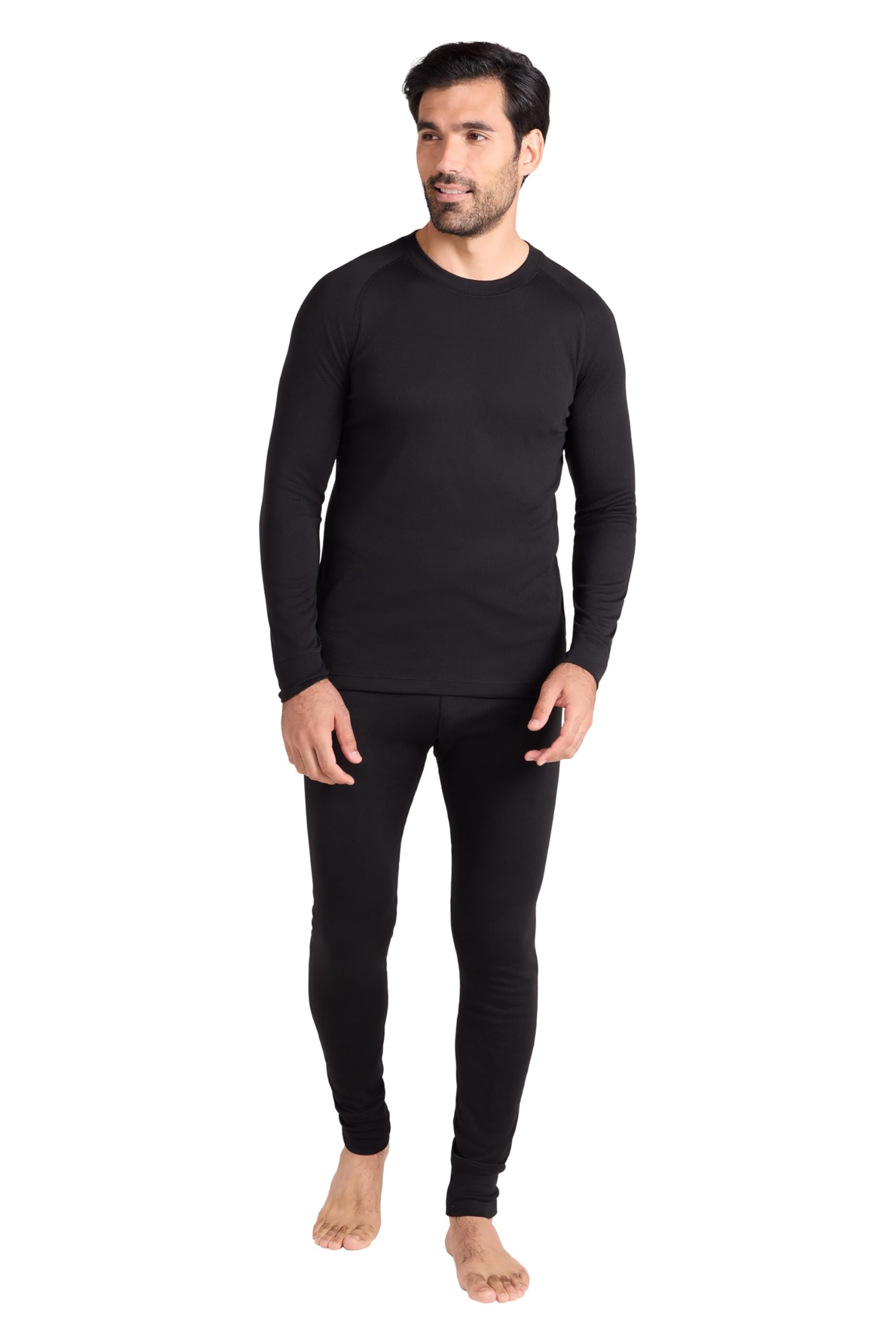 Mountain Warehouse Talus Mens Thermal Top & Pants Set - Lightweight & Breathable Baselayer, Isotherm, Moisture Wicking - Winter Camping, Outdoors, Travelling & Hiking Black (Top & Pant Set) L