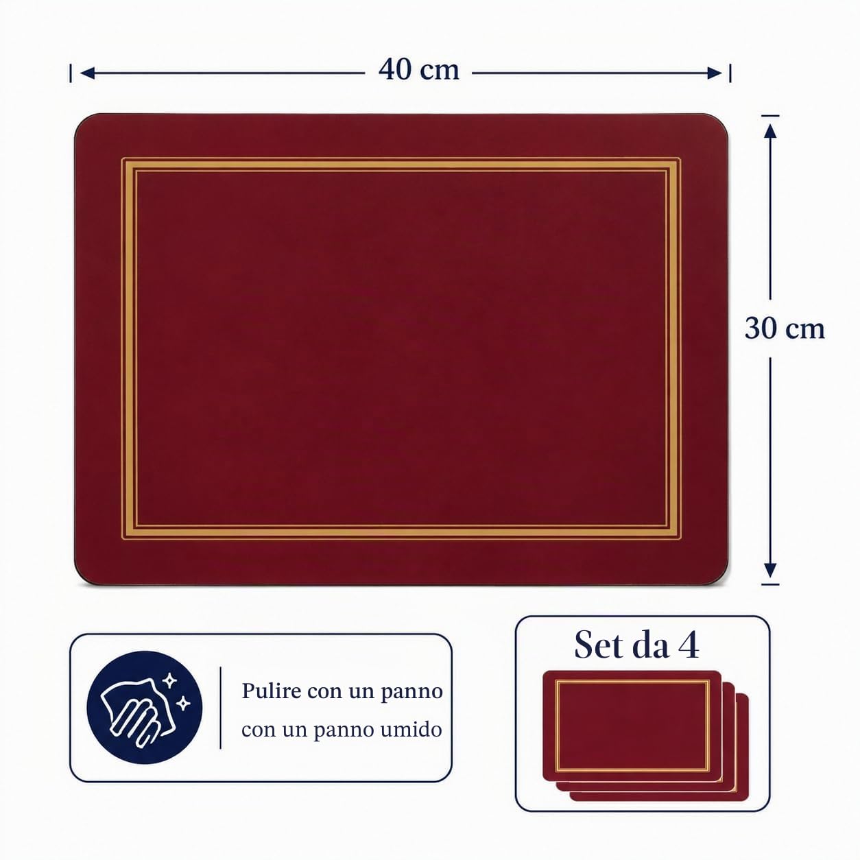 Classic Burgundy - Sottomano, 4 pezzi, colore: Rosso