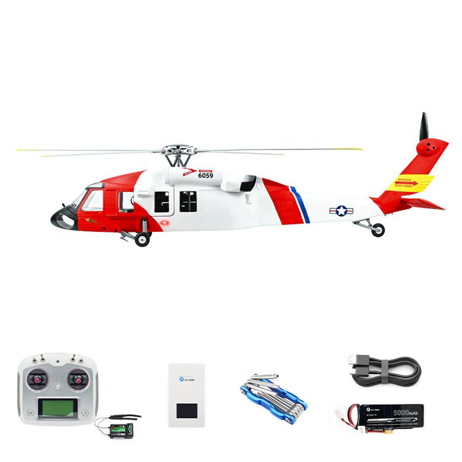 FLYWING RC Hubschrauber MH-60T, GPS & Beidou Ortung | ACE-Fernsteuerung, LED-Beleuchtung, ATT-Modus, Ein-Knopf-Rückkehr, sofort einsatzbereit