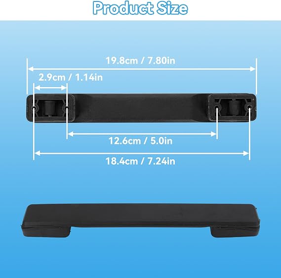 2PCS Luggage Handle, 7.8in Plastic Suitcase Handle Replacement Strap Grip Replacement for Suitcase Case, Black