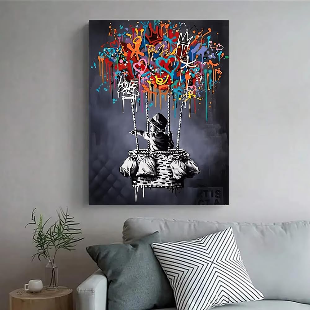 IHHGNB Classic Abstract Wall Art Banksy Prins Street Graffiti Wall Art Canvas Poster Home Living Room Bedroom Decoration(70x90cm(26x35in)/No frame)