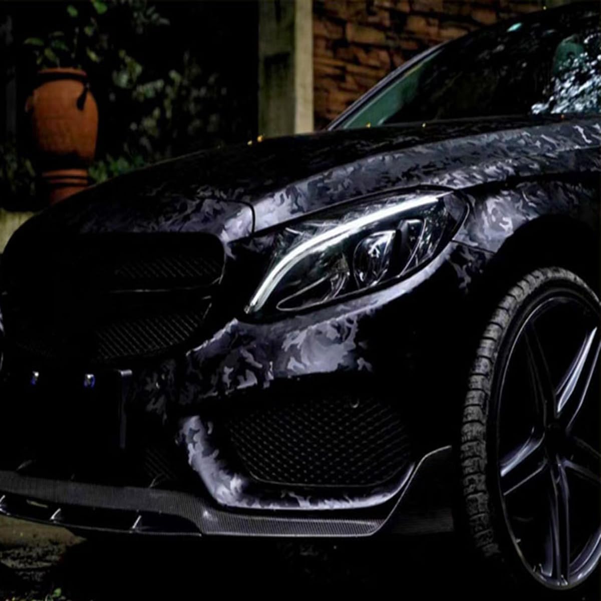 ECYC Ltd 1.64 x 6.56 Feet Gloss Vinyl Car Wrap Film Forged Composite Carbon Vinyl Wrap Roll Car Vinyl Wrap Decal Car Wrap Vinyl Stickers DIY Wrapping Car Interior Exterior, Camouflage Black