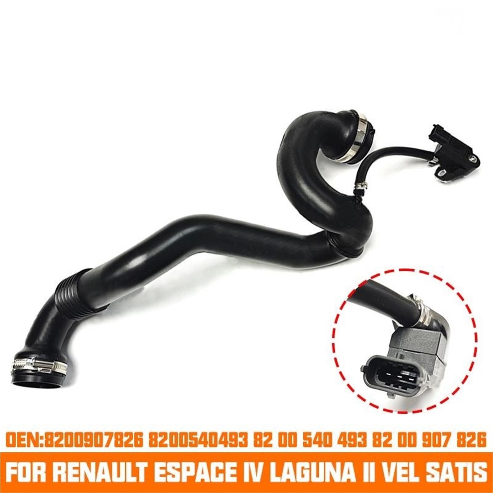 Conduits de pression et durites Tuyau de sortie d'air à Intercharge Turbo, Convient pour Renault Espace IV Laguna II 2.0 DCi 8200540493 82 00 907 826 8200907826