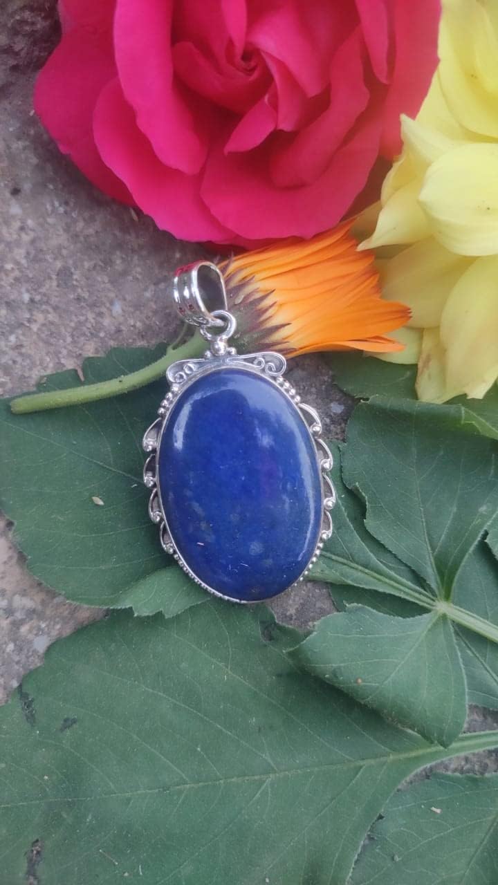Blue Lapis Lazuli Pendant,925 Sterling Silver Pendant,Artisan Boho Pendant,Blue Bridesmaid Jewelry,Thanks Giving Gift,Exclusive Lapis Pendant,Luxury Gift For Girls,Necklace Pendant For Women's