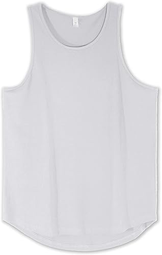 Allsense Mens Hipster Hip Hop Longline Dropcut Solid Curved Hem Tank Top Shirts