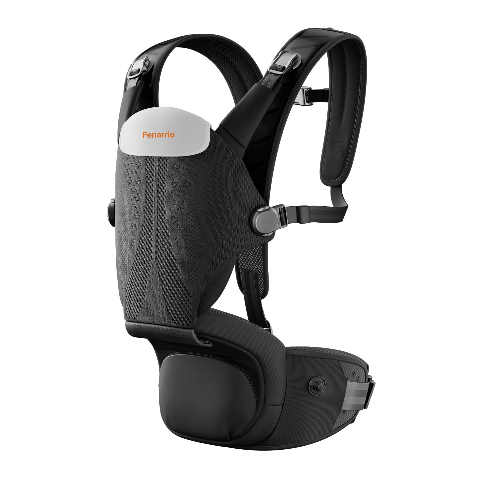 Porte-Bébé Ergonomique avec Siège de Hanche, 4D Respirante, Système 2-en-1 Multi-Positions, Confortable et Réglable, Noir
