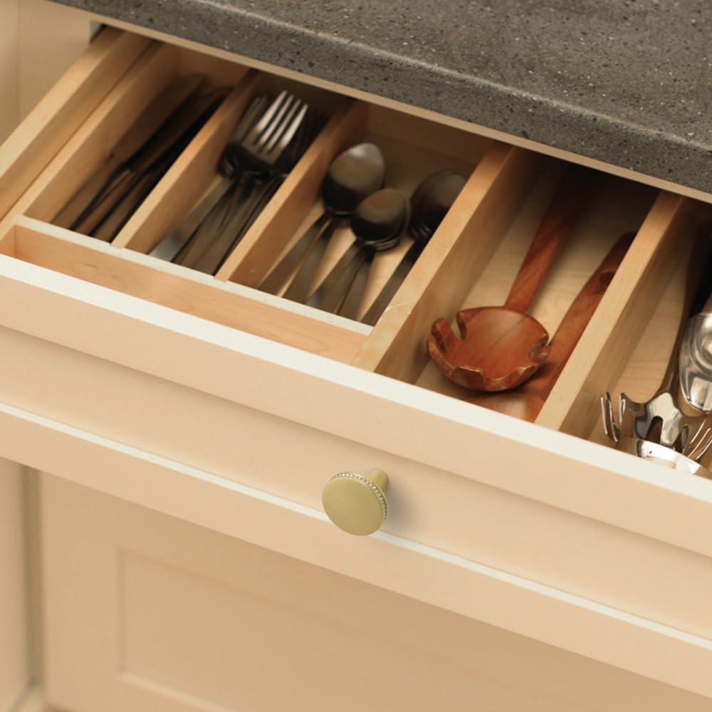 Goo-Ki 6 Pack Luxury Brushed Brass Cabinet Knobs with Crystal Accents - Enhance Your Space with Opulence - Exquisite Elegance