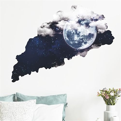 Miniatura 4 de Adhesivo de pared de cielo estrellado de universo 3D, decoración de techo cósmico azul, decoración creativa de pared de cielo estrellado para
