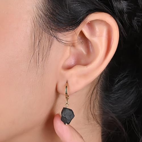 Miniatura 9 de Gempires Natural Raw Emerald Hoop Earring Crystal Hoop Earring, Raw Gemstone, May Birthstone, Energy Healing Crystals, Gift for Her (Emerald)