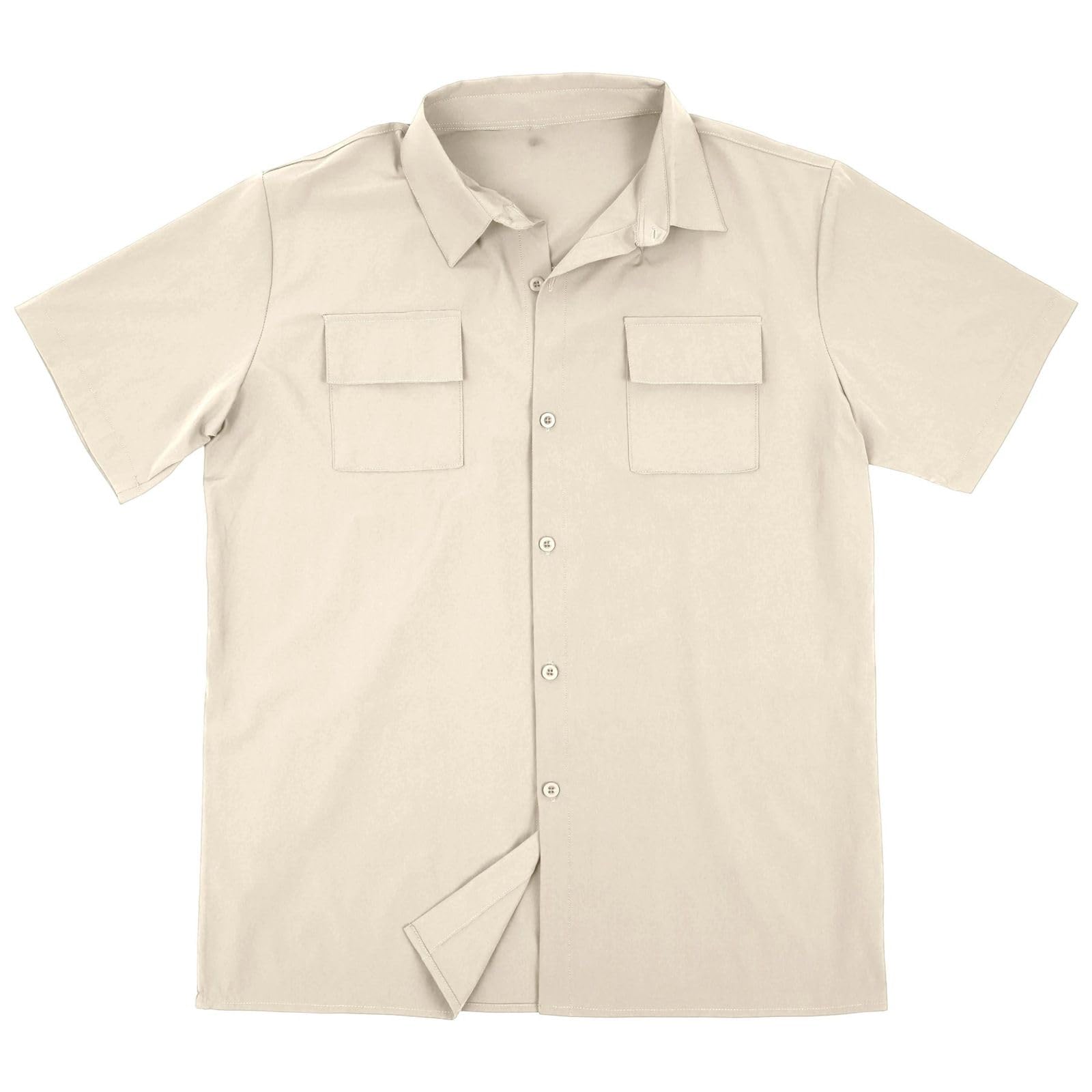 Chemise de Travail Homme, Double Poche Extensible sans Faux Plis Manches Courtes décontractée
