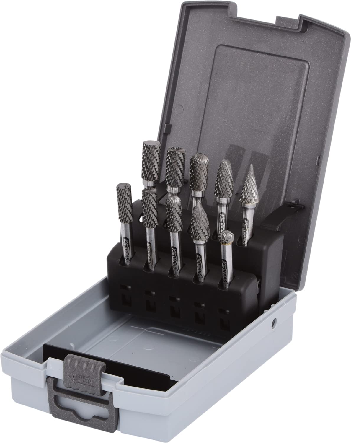KS Tools 515.3220 HM Frässtift-Satz, Kunststoffkassette, 10-tlg.