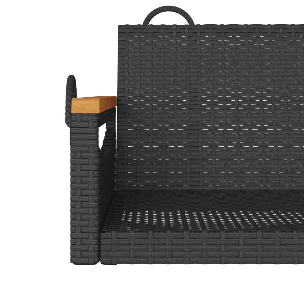 vidaXL Panchina Dondolo Nera 109x62x40 cm in Polyrattan, seduta sospesa, seduta a dondolo da giardino, seduta a dondolo in polyrattan