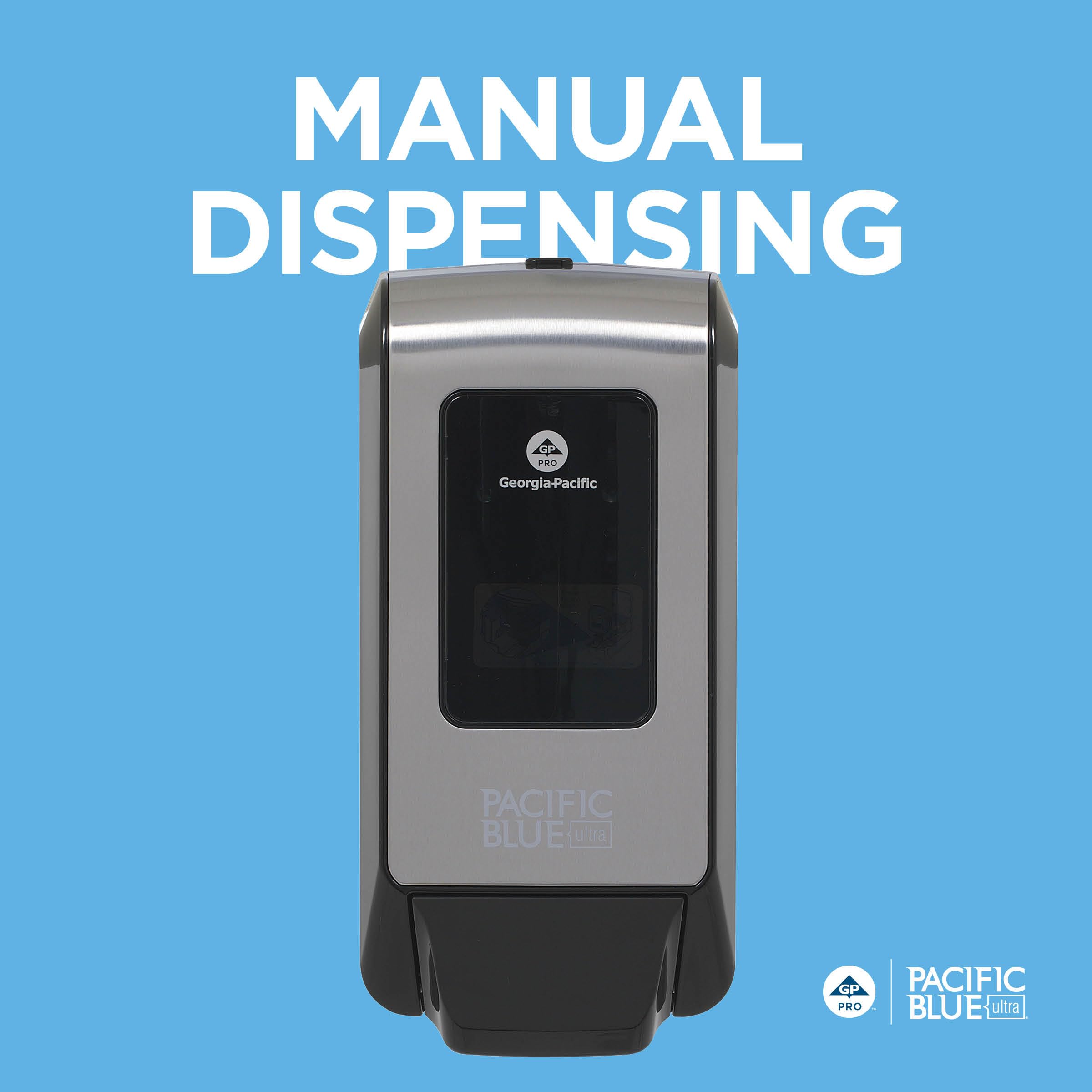 Georgia-Pacific Pacific Blue Ultra Wall-Mounted Manual Dispenser for Foaming Hand Soap and Hand Sanitizer by GP PRO, Brushed Stainless, 53060, 11.5" W x 5.6" D by 4.4" H