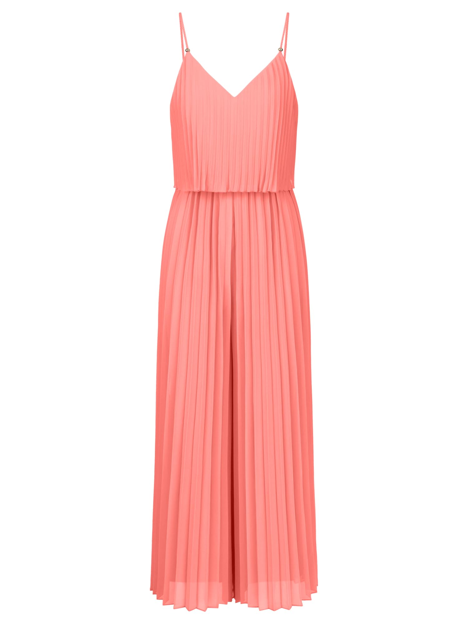 APART Fashion Damen Plissee-Overall, 2-in-1-Look, Overall mit weitem Bein, rückenfreies Outfit mit V-Ausschnitt, ärmelloses Kleid, geflochtene Spaghettiträger mit Perle, Kleidung für Hochzeitsgäste