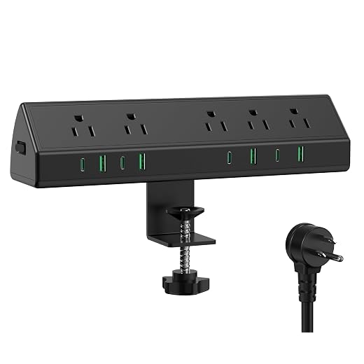 Jgstkcity Desk Clamp Power Strip,45W Fast Charging Station,4 USB-C,4 USB-A,Desk Mount Surge Protector,1875W Extension Cord with Multiple Outlets,ETL Listed,for Home Office Dorm Room