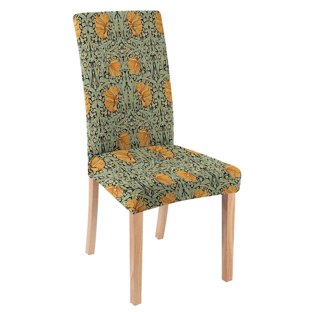 Stretch Parson Chair Slipcovers for Dining Room Set of 4,William Morris Vintage Floral Printed Dining Chair Cover Washable Removable Chair Seat