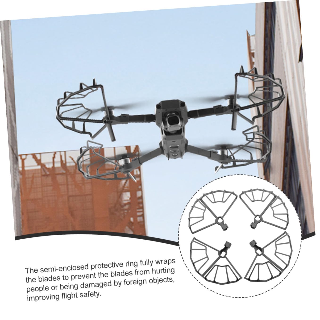 4 Piezas Protector de Hélices Anticolisión para Drones Zoom de Accesorios de Dron Diseño Absorbente de Choques Instalación