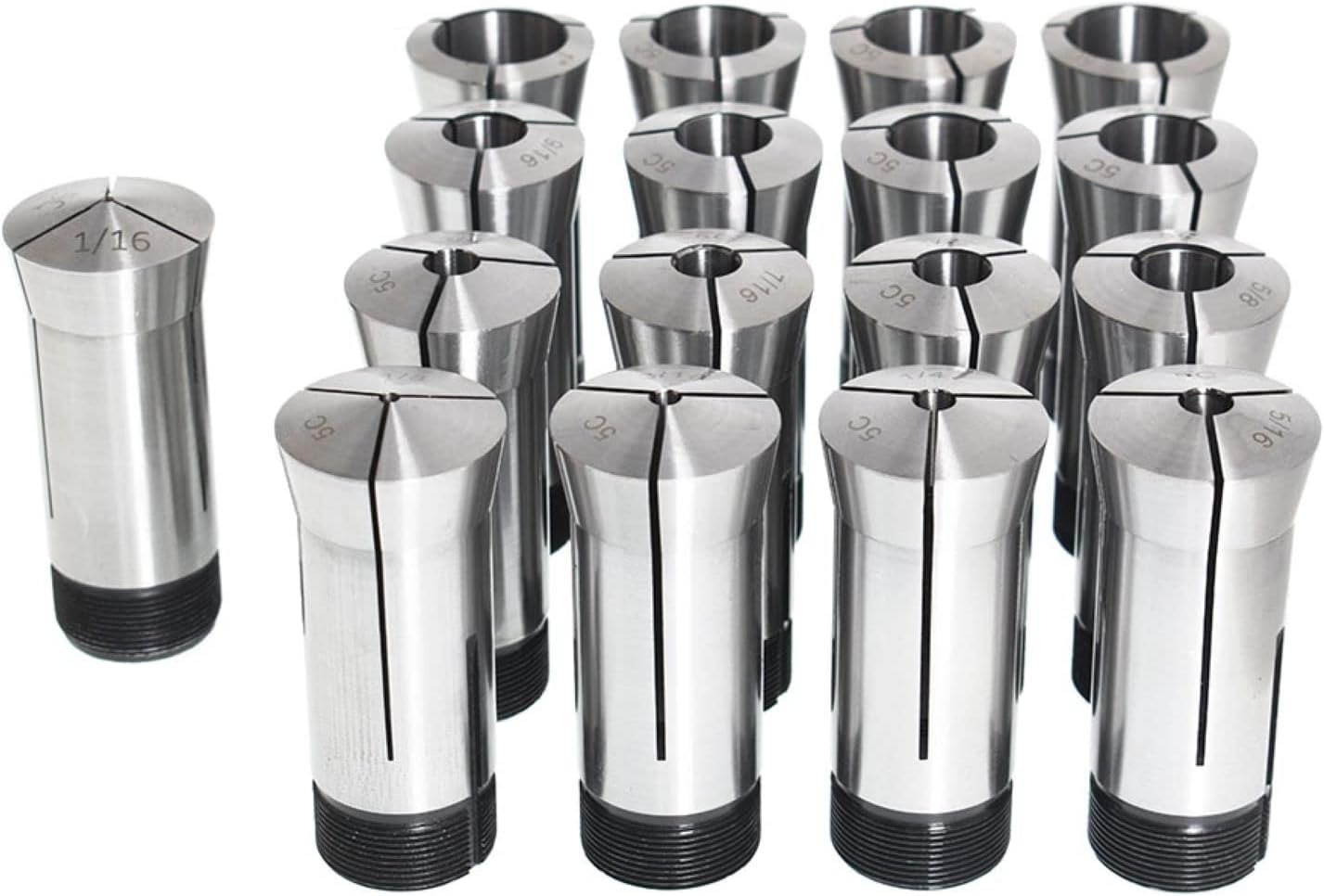 17 Pcs 5C Collet Set, 1/8 Inch-1-1/8 Inch Precision Collet Chuck Holder, for 5C CNC Milling Lathe Tool and Engraving Machin