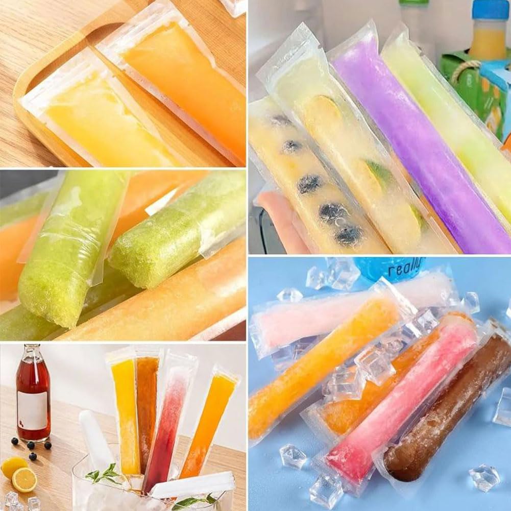 100PCS Bolsas Paleta Hielo con 1 Embudo, Bolsas para Helados, Bolsa de Molde Para Paletas para Paletas de Hielo,Bolsas para Moldes de Helado con Para Yogur, Helado, Jugo