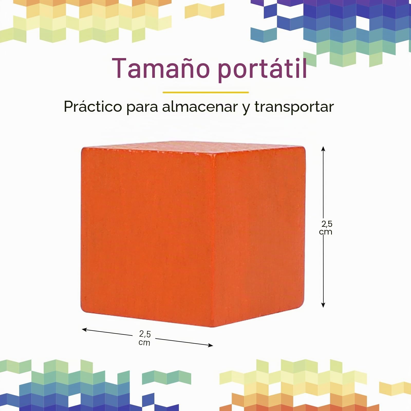 Cubos de Madera de Colores, Paquete de 108 Unidades de 2.5 cm, Bloques de Madera Cuadrados sin Acabar para Manualidades DIY, Rompecabezas y Construcción, Juguete Educativo para Niños y Adultos