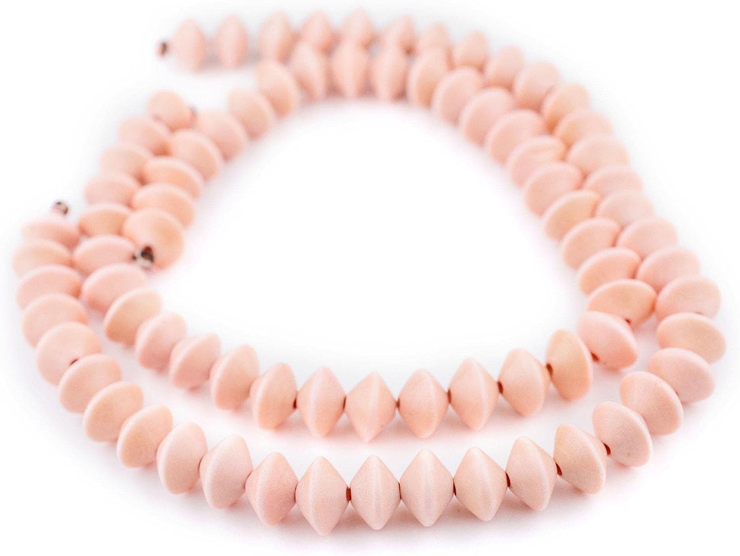 The Bead Chest Pink Bicone Natural Wood Beads (10x15mm): Organic Eco-Friendly Wooden Bead Strand for DIY Jewelry, Crafts, Necklace and Bracelet Making