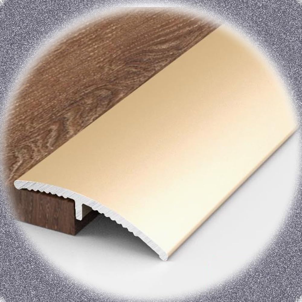 Metal Floor Transition Strip 35.4in/90cm Aluminum Floor Edging Trim Strip, Waterproof Threshold Reducer Gap Covering Joining Strips(Gold)