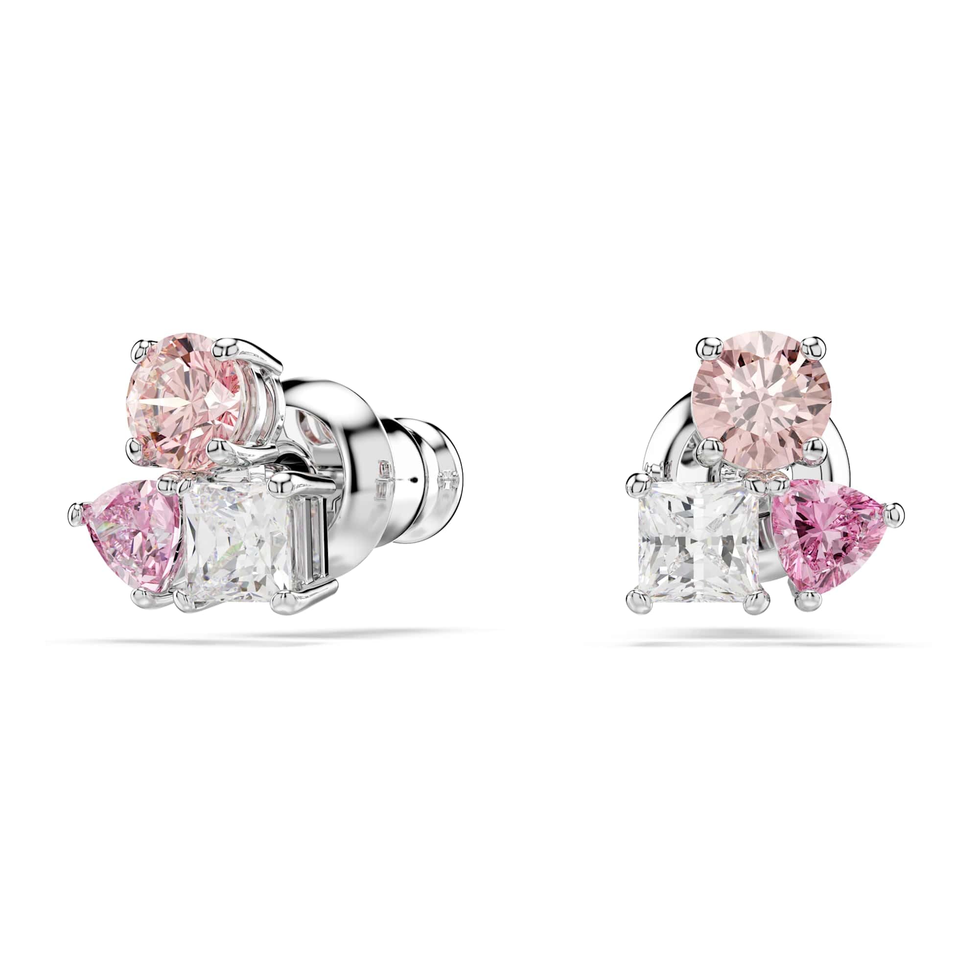 Swarovski Kolczyki zapinane na sztyft Mesmera, Szlify różnorodne, Różowe, Powłoka z rodu