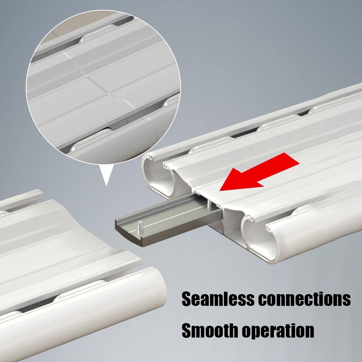 Cichy dwutorowy system szyn sufitowych, aluminiowy system szyn z rolkami, biały osprzęt do drzwi przesuwnych do stodoły, do sypialni, łazienki, szafy, kampera, przegrody pokoju
