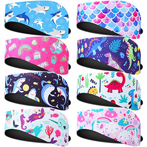 Image of 8 Pcs Swimming Headband for Kids Adjustable Cute Swimming Ear Band Keeping Water Out Ear Protection Band Waterproof Swim Headband for Kids Children Swimmers Age 4-9 Surfing Bathing (Animal)
