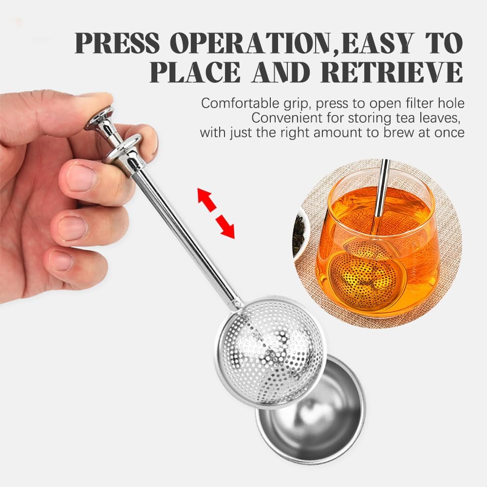 2 Piezas Infusor de Té en Acero Inoxidable Bola de Té con Mango Ergonómico para Hierbas y Especias Incluye 2 Cepillos de Limpieza Ideal para Té Suelto (1)